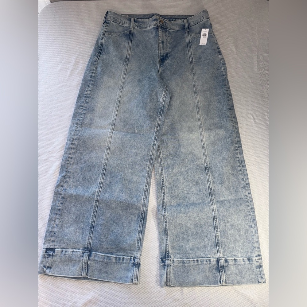 GAP High Rise Stride Wide Leg Ankle Jeans Light Wash Size 33 16L NWT ☀️🍂🥶🌼